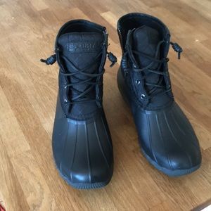 Sperry quilted weather rain winter boot black sz 8